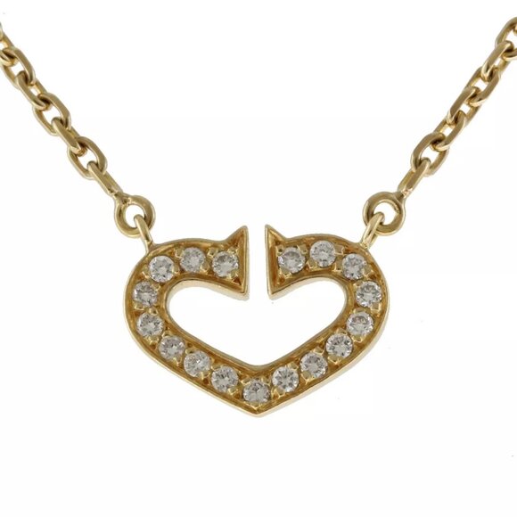 CARTIER Necklace K18 yellow gold diamond C heart used - Picture 1 of 7